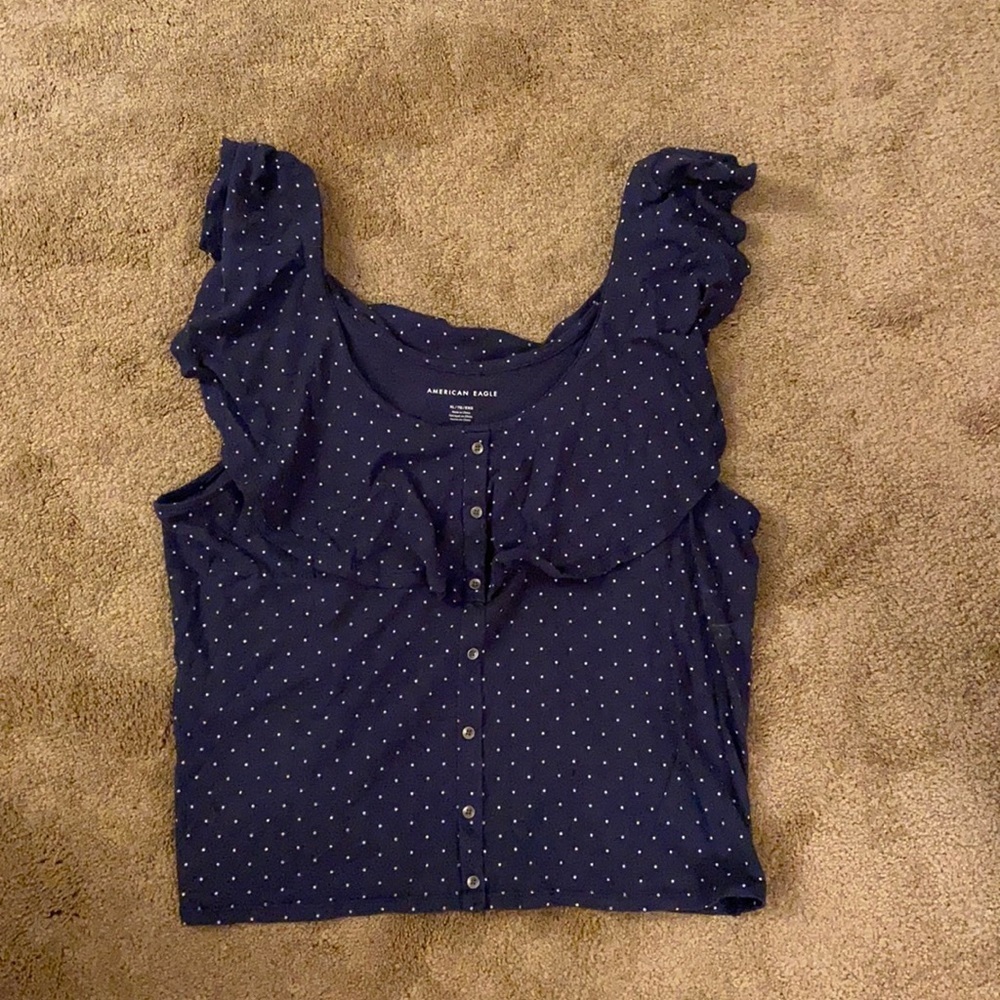 Navy blue polka dot tank top women’s size XL